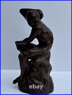 Antique Wood Carving Sculpture Nude Model 1920's Mystery Artist Vintage Carved