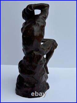 Antique Wood Carving Sculpture Nude Model 1920's Mystery Artist Vintage Carved