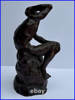 Antique Wood Carving Sculpture Nude Model 1920's Mystery Artist Vintage Carved