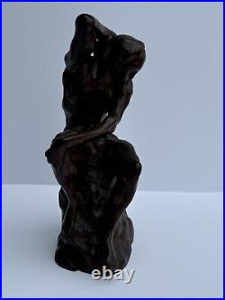 Antique Wood Carving Sculpture Nude Model 1920's Mystery Artist Vintage Carved