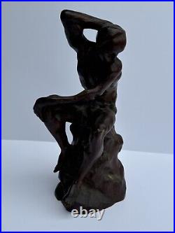 Antique Wood Carving Sculpture Nude Model 1920's Mystery Artist Vintage Carved