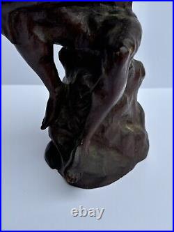 Antique Wood Carving Sculpture Nude Model 1920's Mystery Artist Vintage Carved