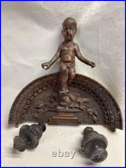 Antique Wood Cherub Putti Carving Wall Plaque Angel Sculpture Salvage Woodworm