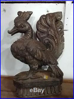 Antique Wooden Swan Sculpture Vintage Figurine Ornament Gorgeous Statue Peacock