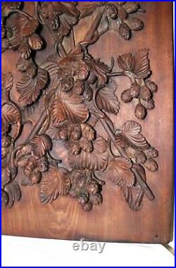 Antique hand carved black forrest wood relief sculpture wall panel art carving 2