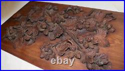 Antique hand carved black forrest wood relief sculpture wall panel art carving 2