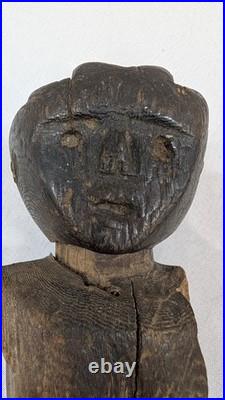 Antique or vintage primitive tribal or folk art wooden figure 8.5 inches