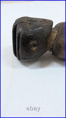 Antique or vintage primitive tribal or folk art wooden figure 8.5 inches