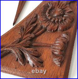 Antique wood carving Set of 4 Carved flowers Salvaged mounts for frame door