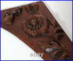 Antique wood carving Set of 4 Carved flowers Salvaged mounts for frame door