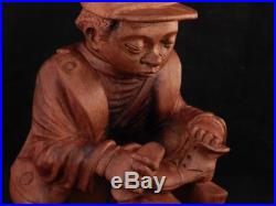 AntiqueVintage Folk ArtHand Carved Wood SculptureAfrican American Shoe Shine