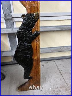 Antiques pediment woodcarving Carving Black Bears Cardinals Hand Painted Signed