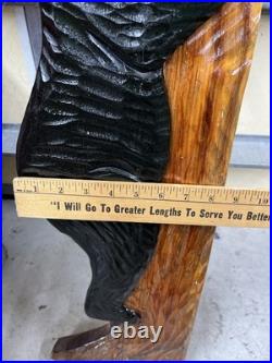 Antiques pediment woodcarving Carving Black Bears Cardinals Hand Painted Signed
