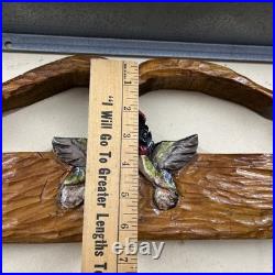 Antiques pediment woodcarving Carving Black Bears Cardinals Hand Painted Signed