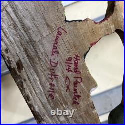Antiques pediment woodcarving Carving Black Bears Cardinals Hand Painted Signed