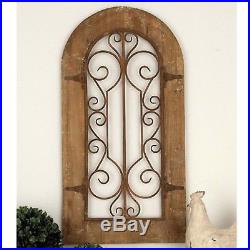 Arched Wood Metal Wall Decor Scroll Iron Rustic Sculpture Vintage Country Window