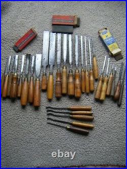Assorted lot of 29 vintage wood carving chisels