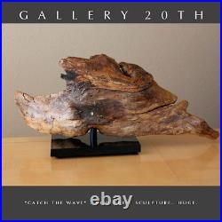 Awesome! MCM Abstract Surfing Wave Sculpture! Vtg Orig Art 70's Wood MID Century