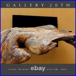 Awesome! MCM Abstract Surfing Wave Sculpture! Vtg Orig Art 70's Wood MID Century