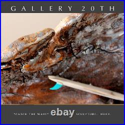 Awesome! MCM Abstract Surfing Wave Sculpture! Vtg Orig Art 70's Wood MID Century