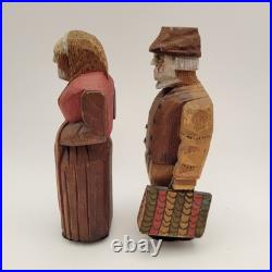 Axel M Peterson Vintage Folk Art Wood Carvings Couple Swedish Dress Geneva IL 7