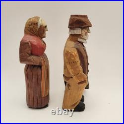 Axel M Peterson Vintage Folk Art Wood Carvings Couple Swedish Dress Geneva IL 7