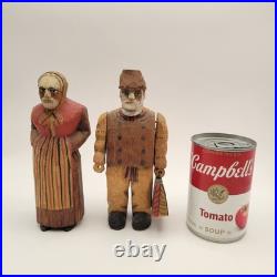 Axel M Peterson Vintage Folk Art Wood Carvings Couple Swedish Dress Geneva IL 7