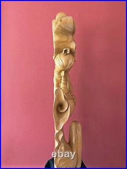 Balinese Hand Carved Wood Sculptured Statue LARGE Vintage one of a kind
