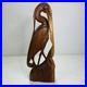 Balinese Master Carved Vintage Deco Wood Sculpture Heron Crane Catch Crawfish