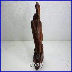Balinese Master Carved Vintage Deco Wood Sculpture Heron Crane Catch Crawfish