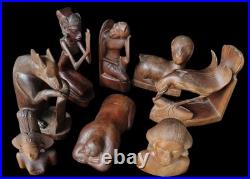 Balinese Wood Sculpture 10 Vintage Pita Maha Hand Carved Fine Art Mas Indonesia