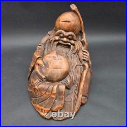 Bamboo Root Carved Wood Fortune Man China Vintage Sculpture Figurine 8 Tall