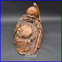 Bamboo Root Carved Wood Fortune Man China Vintage Sculpture Figurine 8 Tall