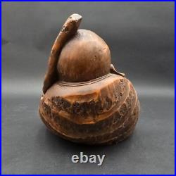 Bamboo Root Carved Wood Fortune Man China Vintage Sculpture Figurine 8 Tall