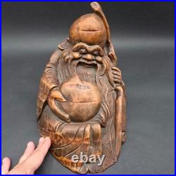 Bamboo Root Carved Wood Fortune Man China Vintage Sculpture Figurine 8 Tall