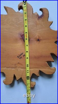 Barry Leader Hand Carved Wood Folk Art SUN Face Signed Vintage 1980s Carving