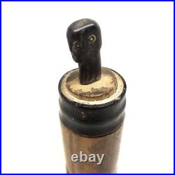 Batak Tribal Betel Nut Lime Container Buffalo Horn & Wood Sculpture Vintage a