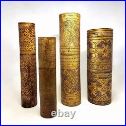 Batak Tribal Betel Nut Lime Container Buffalo Horn & Wood Sculpture Vintage a