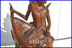 Beautiful Hand Carved Cambodian/indonesian/thailand Goddess Wooden Sculpture