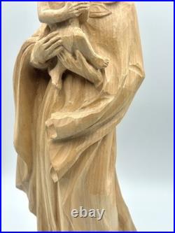 Beautiful Large Vintage Madonna and Child Wood Carving 18H 7 W