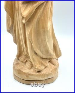 Beautiful Large Vintage Madonna and Child Wood Carving 18H 7 W