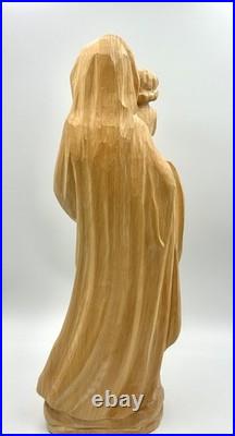 Beautiful Large Vintage Madonna and Child Wood Carving 18H 7 W