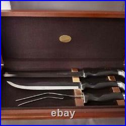 Beautiful Vintage Cutco Meat Carving 3 Piece Knife Set with Wood Case and Book