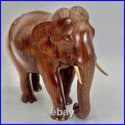 Beautiful Vintage Hand Carved Elephant Sculpture Large Wood Impressive Folk Art