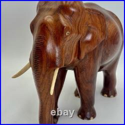 Beautiful Vintage Hand Carved Elephant Sculpture Large Wood Impressive Folk Art