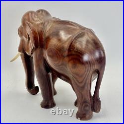 Beautiful Vintage Hand Carved Elephant Sculpture Large Wood Impressive Folk Art