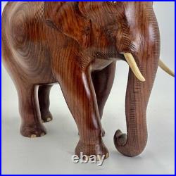 Beautiful Vintage Hand Carved Elephant Sculpture Large Wood Impressive Folk Art