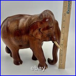 Beautiful Vintage Hand Carved Elephant Sculpture Large Wood Impressive Folk Art