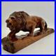 Beautiful Vintage Hand Carved Lion Folk Art Large 18 Wood Mahogany Sculpture