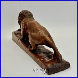 Beautiful Vintage Hand Carved Lion Folk Art Large 18 Wood Mahogany Sculpture Beautiful Vintage Hand Carved Lion Folk Art Large 18 Wood Mahogany Sculpture